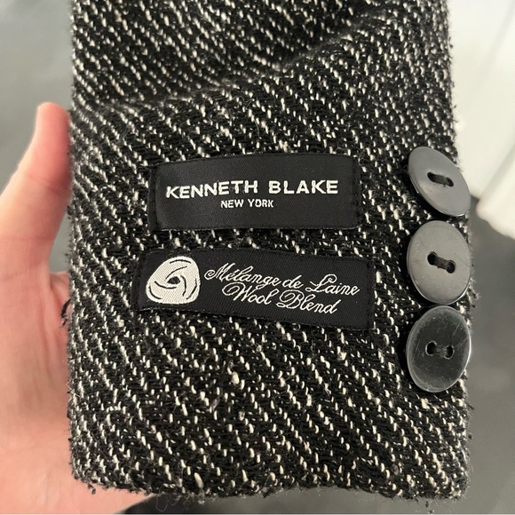 New Kenneth Blake New York Heathered Black/White Double Breasted Coat (M) - Picture 10 of 16